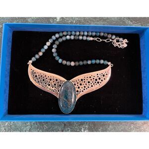 Jay King Mine Finds Sterling Silver Apatite Necklace – Statement Pendant